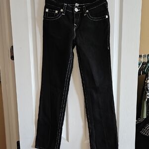 True Religion Black Slim Fit Jeans with Contrasting Stitching